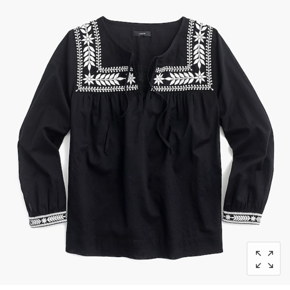j. crew embroidered top in viole